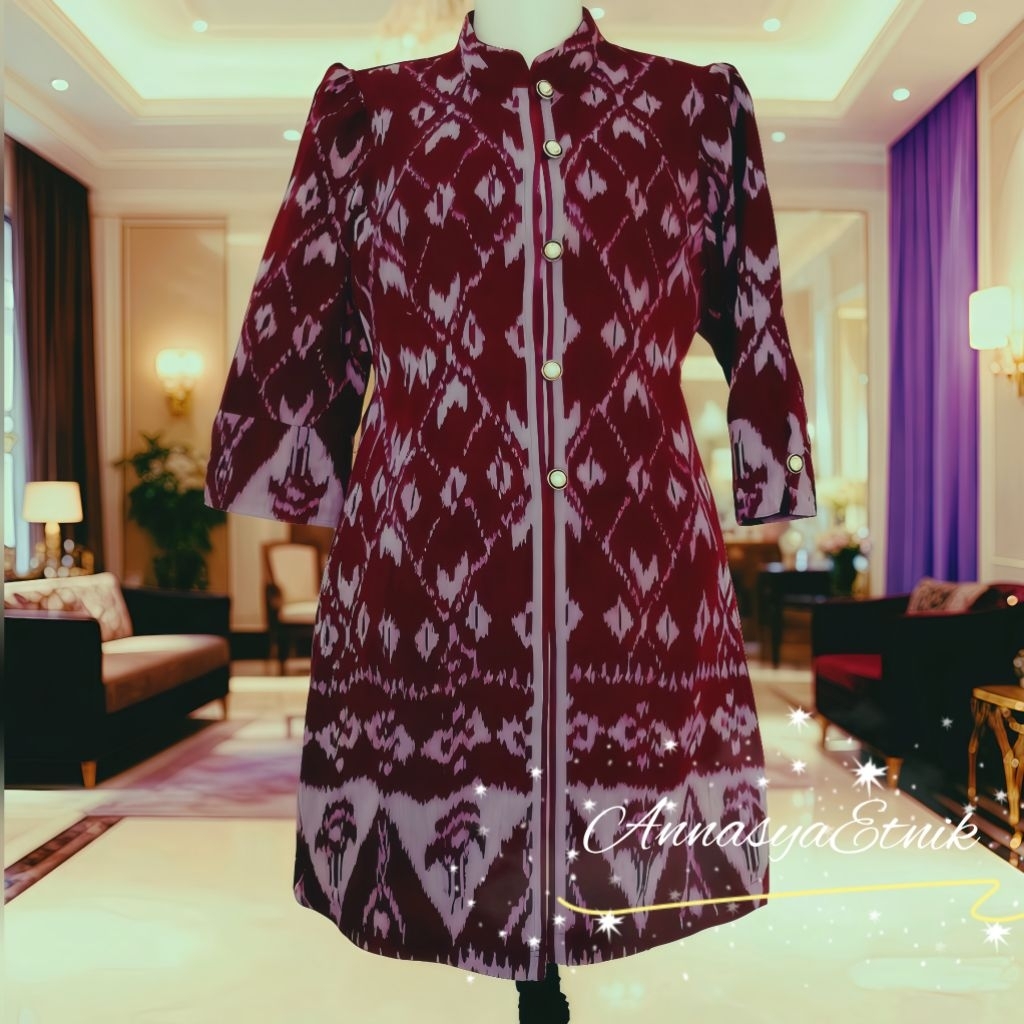 Atasan Tunik Batik Tenun Modern Original Tenun Troso Motif Tenun