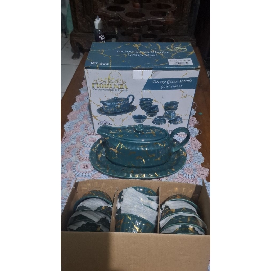 eskan perahu cuka marbel set mangkuk fiorenza 835