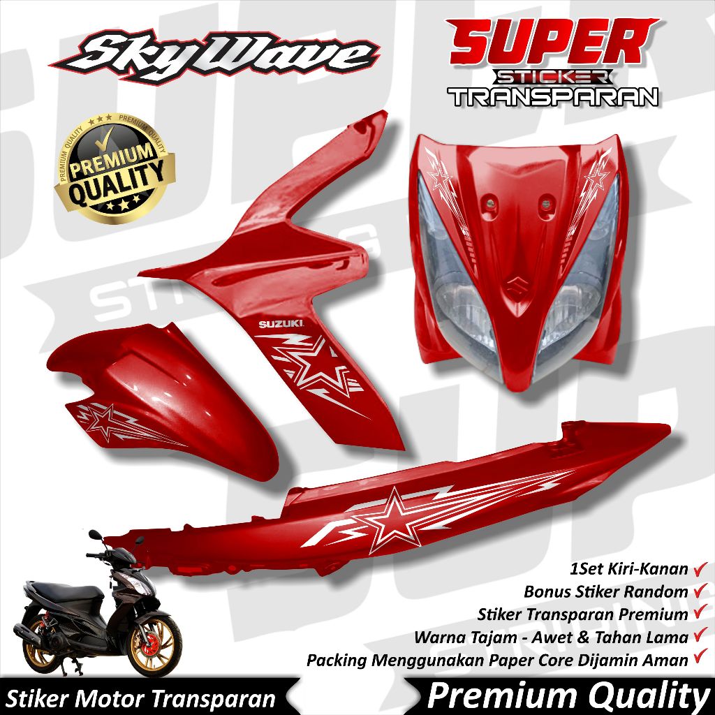 Stiker Transparan Skywave Anti Luntur keren Striping Skywave Striping Suzuki Skywave STAR