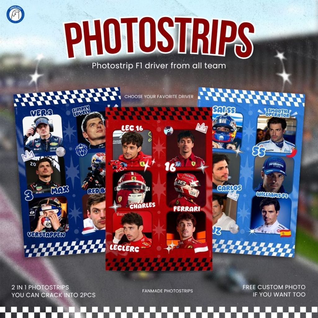 FANMADE PHOTOSTRIPS F1 DRIVER TEAM 2in1 Photostrips koleksi album pajangan dekorasi premium