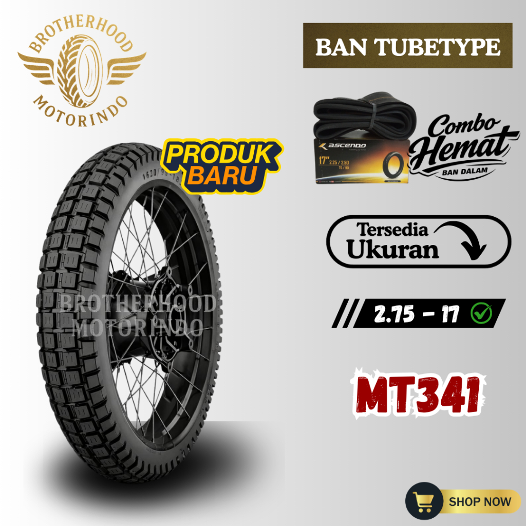 BAN ASCENDO MT341 RING 17 NON TUBLES ( 275-17 ) BAN IRC TRAIL / BAN TUBETYPE RING 17 / BAN SEMI TRAI