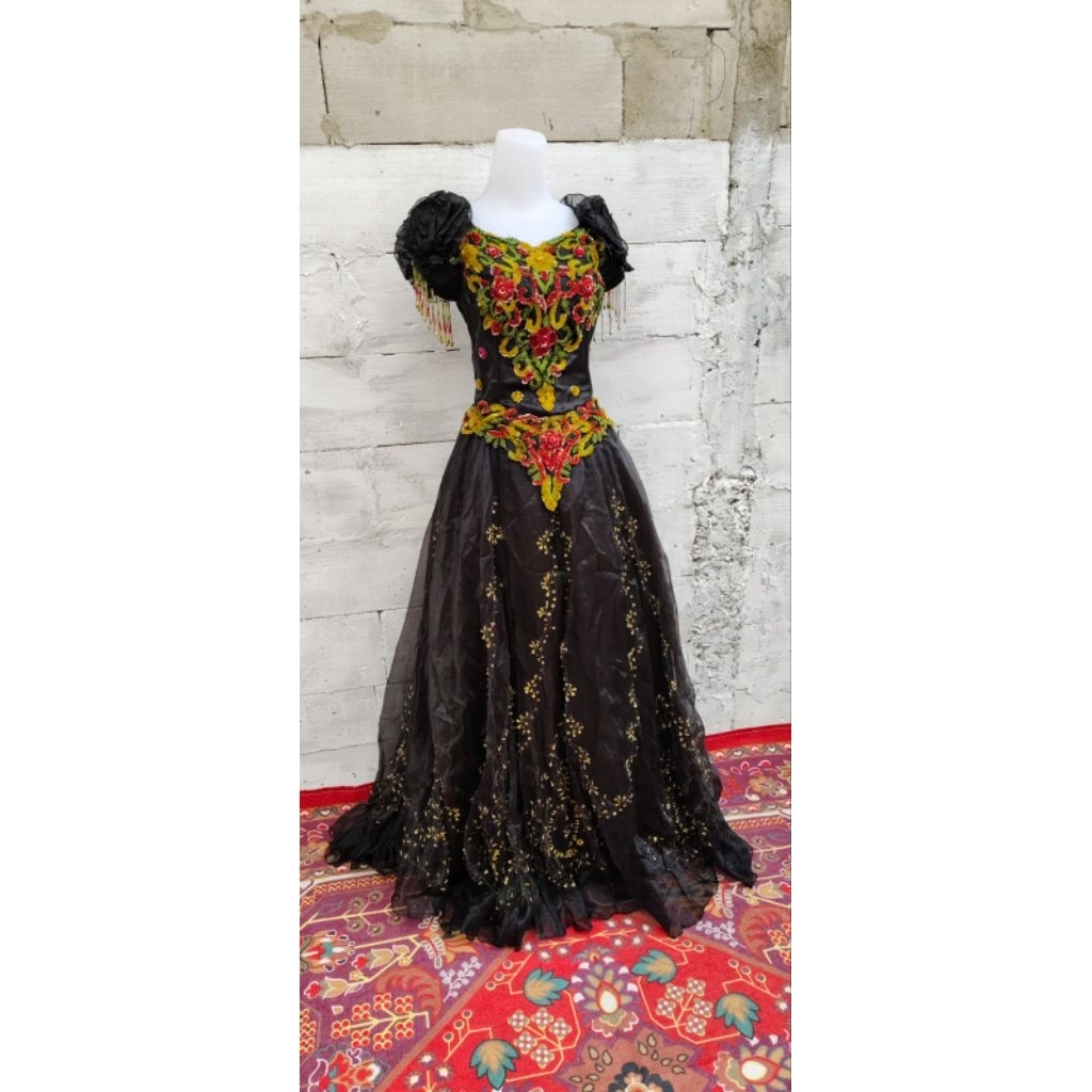 Gaun/Dress Pesta Noni Belanda Hitam Payet - Prom Night - Party - Brithday - karnaval - Photoshoot