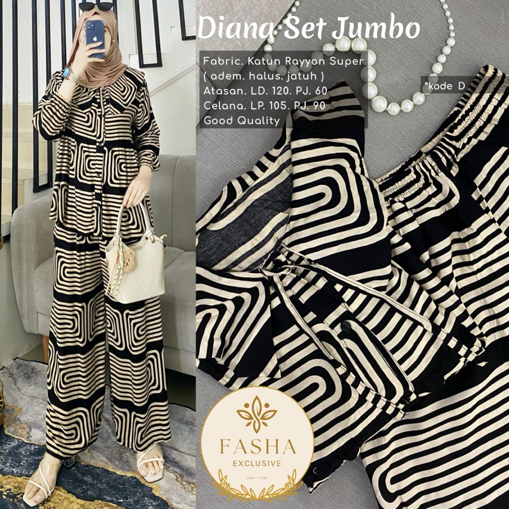 COD= NO CANCEL• Diana Set Jumbo by Fasha• Pola Potongan Tidak Bisa Sama• Setelan Rayon