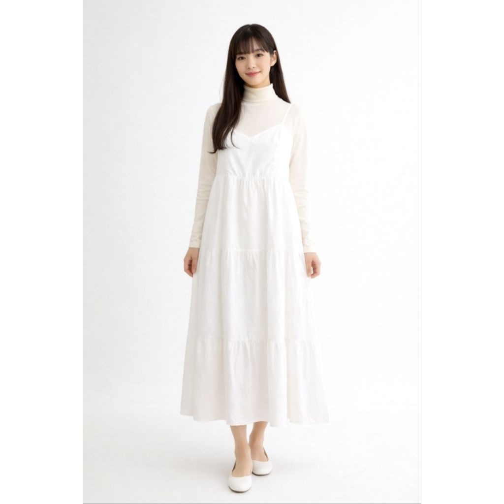 Dress AMAZON ESSENTIAL Full Cotton White (L)