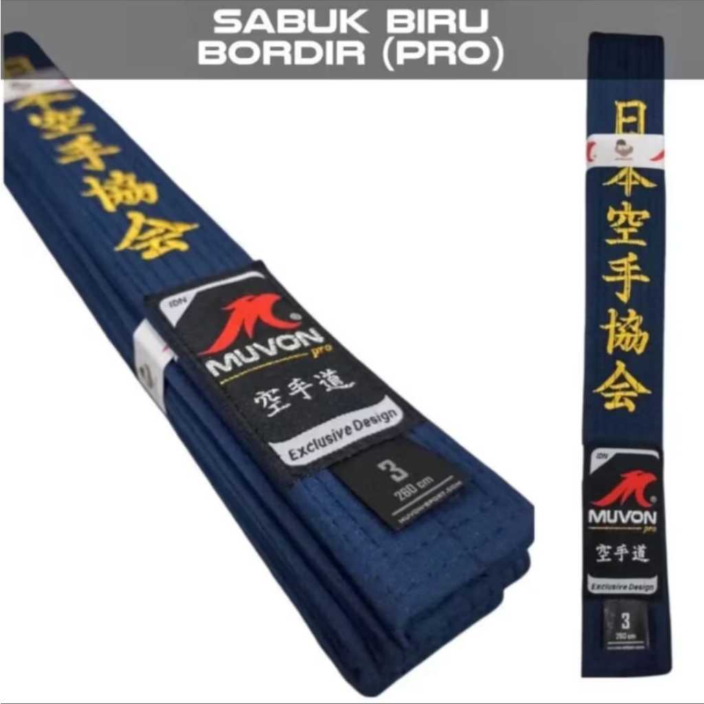 Sabuk Karate Biru Dongker Muvon Pro Bordir (WKF Approved)