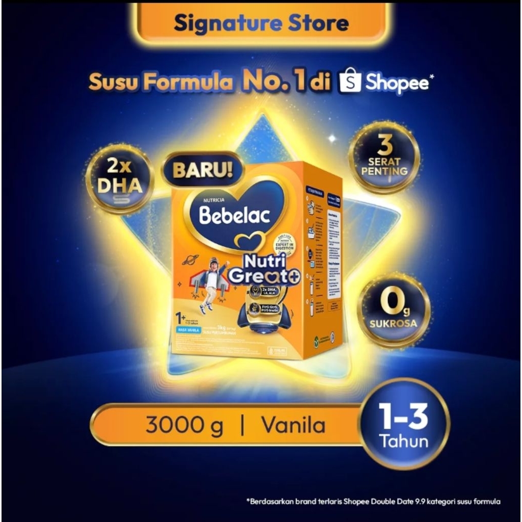Susu Pertumbuhan Bubuk Bebelac 1+ untuk Anak 1-3 Tahun