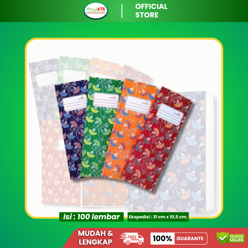 Paperline Buku Tulis Batik Ekspedisi Panjang 100 Lembar / Buku Catatan Panjang / Buku Tulis Batik Mu