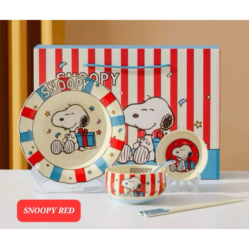 piring keramik snoopy hampers snoopy mangkok snoopy kado karakter snoopy gift set snoopy