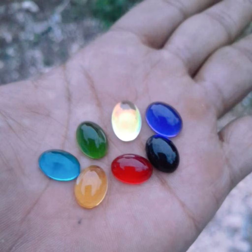 7 pcs batu akik 14x10 mm king safir king rubi siam blue topaz yelow citrine kalimaya pelangi emerald