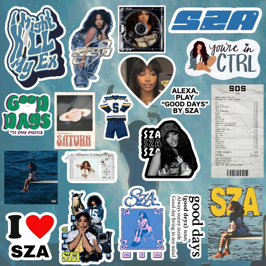 SZA Sticker Pack Vinyl Matte Aesthetic RnB Pop Style Anti Air Anti Pudar Outdoor Anti Sobek Kualitas