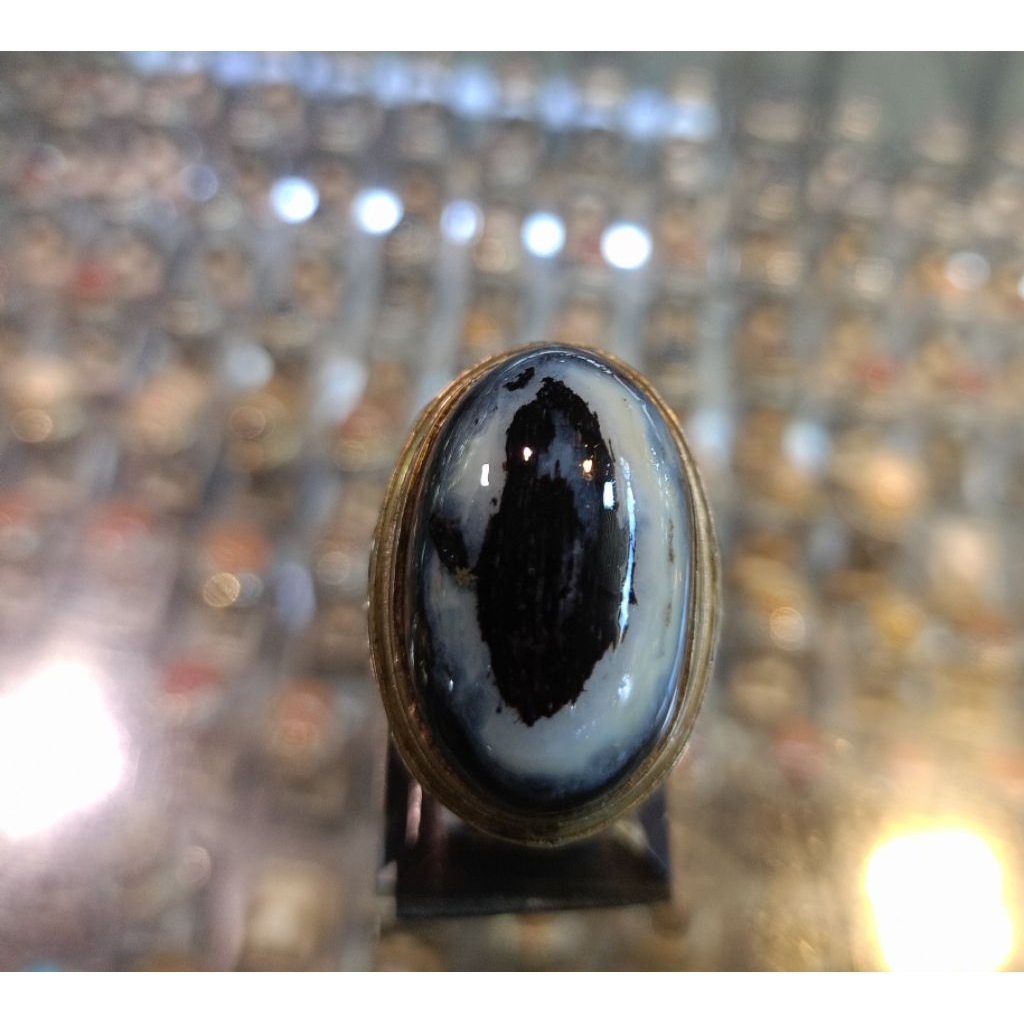 Cincin Fosil kayu/Fokay motif jumbo (Natural)