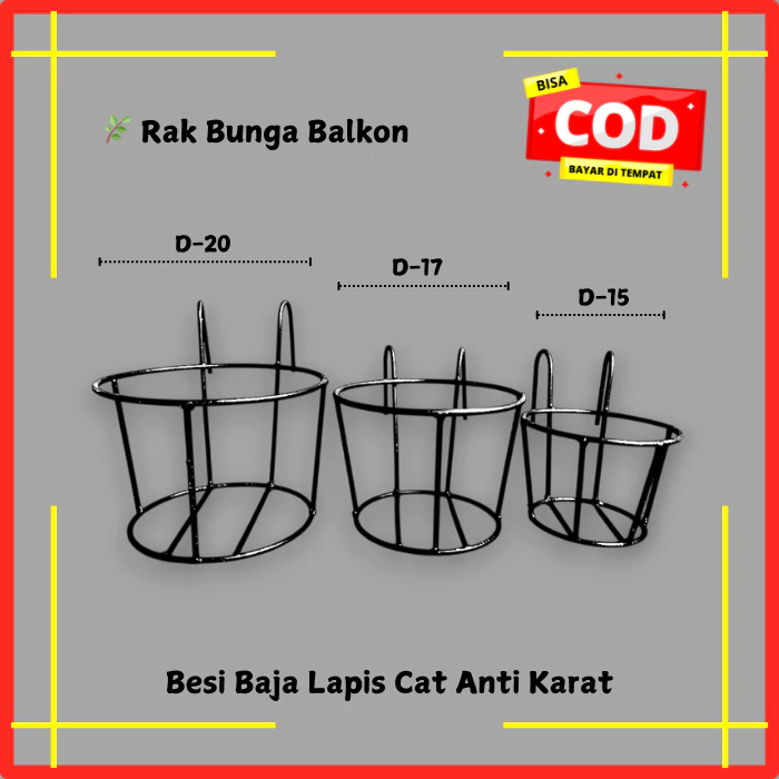 Rak Bunga Balkon Besi - Rak Pot Tanaman Gantung Minimalis untuk Dekorasi Rumah & Taman