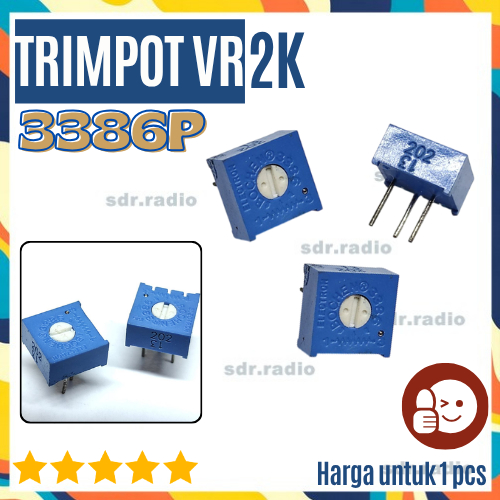 VR 3386 series 3386P 3386P-1-202 trimpot variabel R presisi 202 2K 2 Kilo