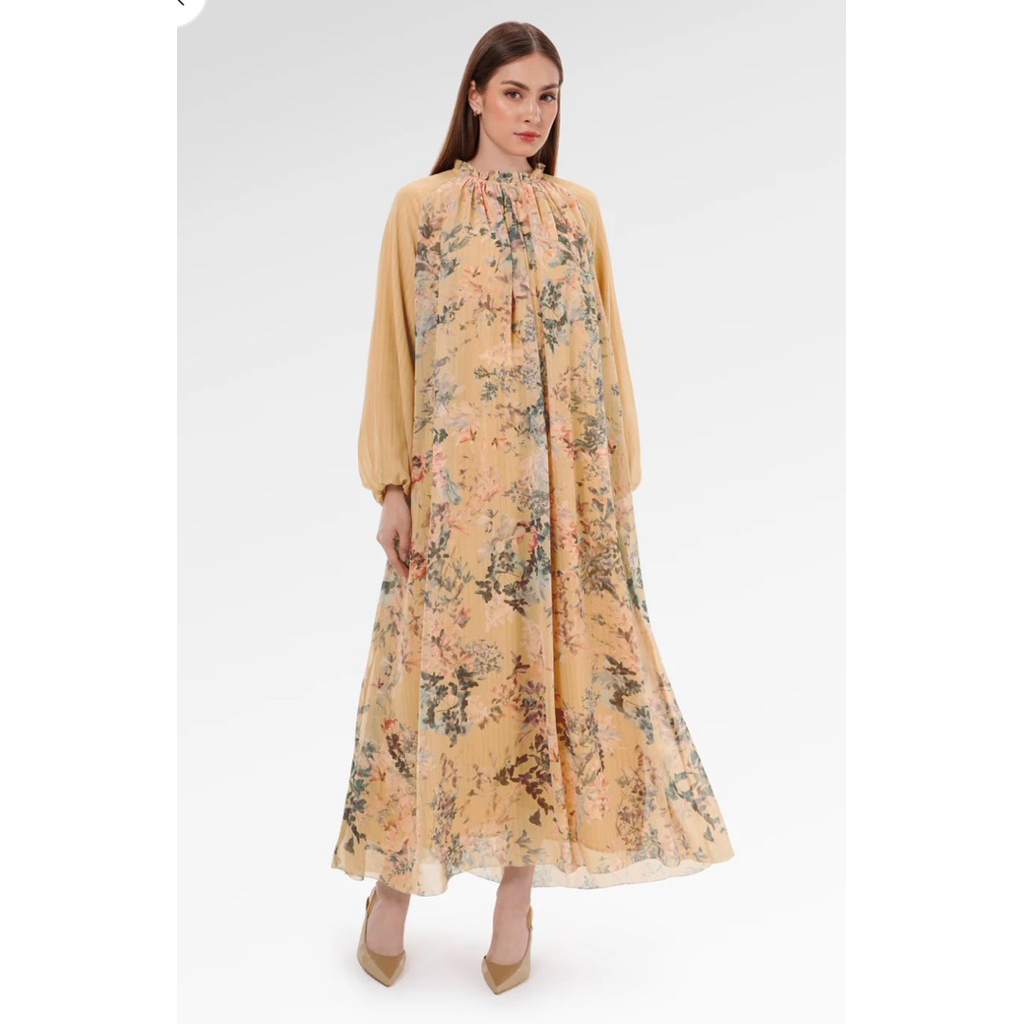 NEW - benang jarum - viola dress marigold / monogram scarf / mavi puffy shirt / sweat pea outer / na