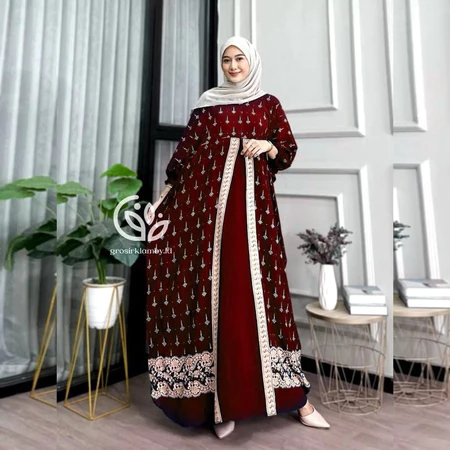 SYAKINA SERIES-GAMIS KAFTAN MADINAH MOTIF SYAKINA BUSUI RAYON PREMIUM GRADE A ADEM NYAMAN