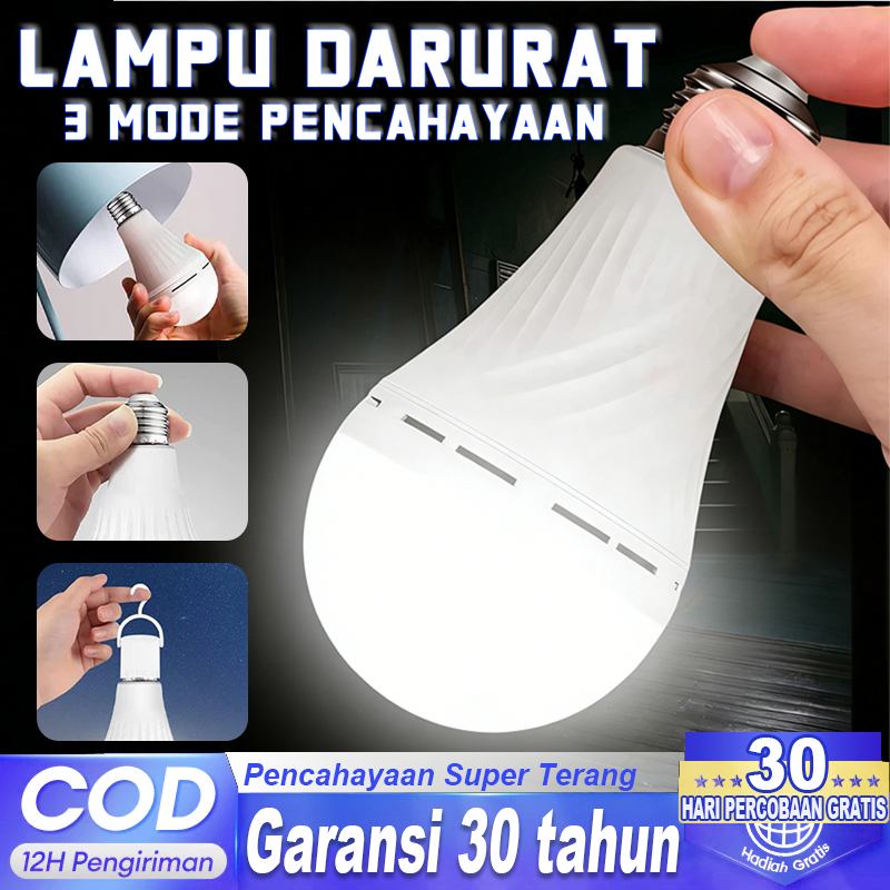 [Garansi 30 Tahun] Lampu Darurat Bohlam E27 3 Mode Nyala 15W/30W/40W/50W | Menyala Otomatis Saat Mat