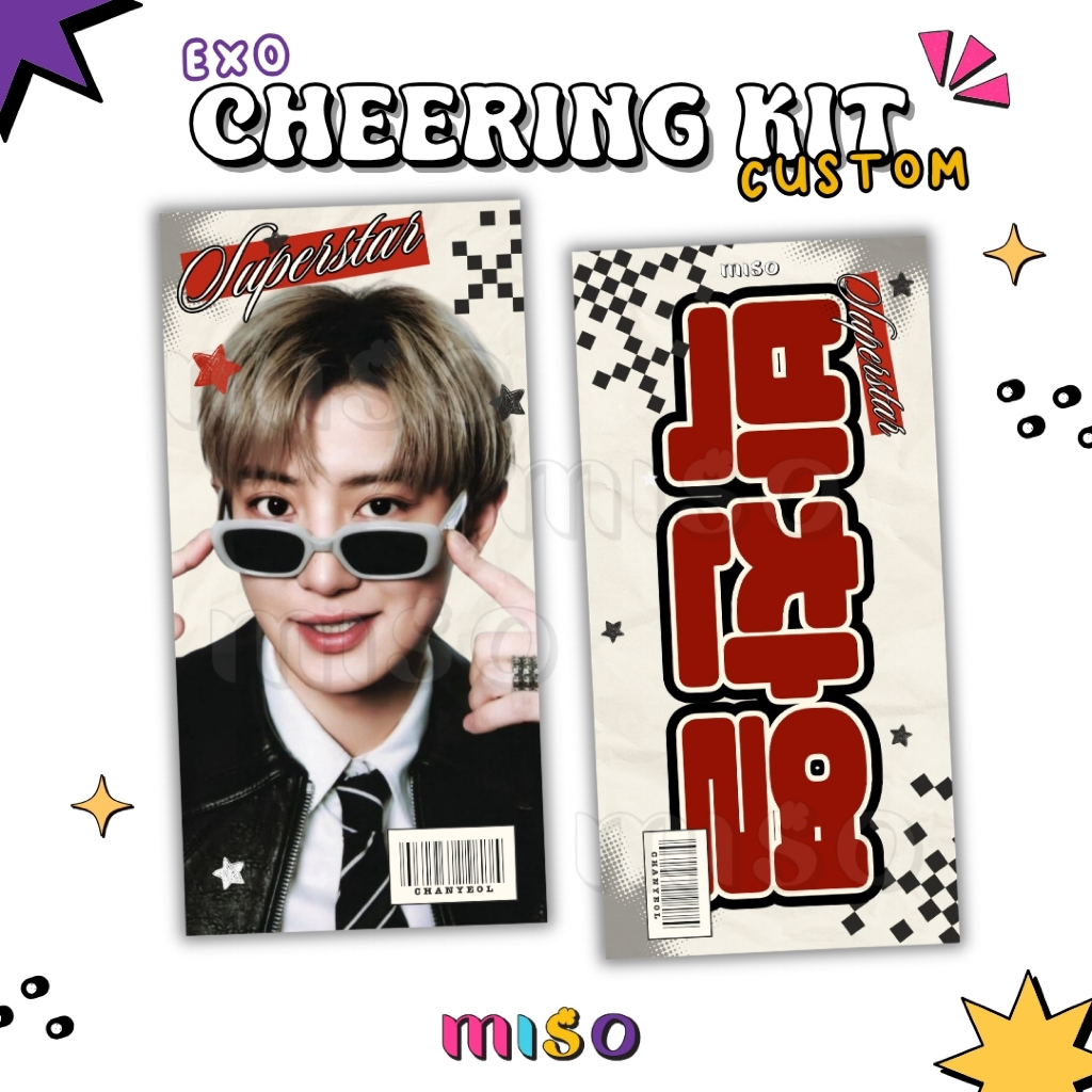 CHEERING KIT CUSTOM EXO / FABRIC SLOGAN CUSTOM EXO / SLOGAN KAIN CUSTOM EXO / HAND BANNER CUSTOM EXO