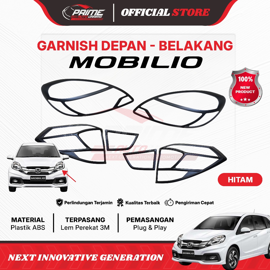 Garnish lampu depan belakang Mobilio RS 2013 2014 2015 2016 Hitam