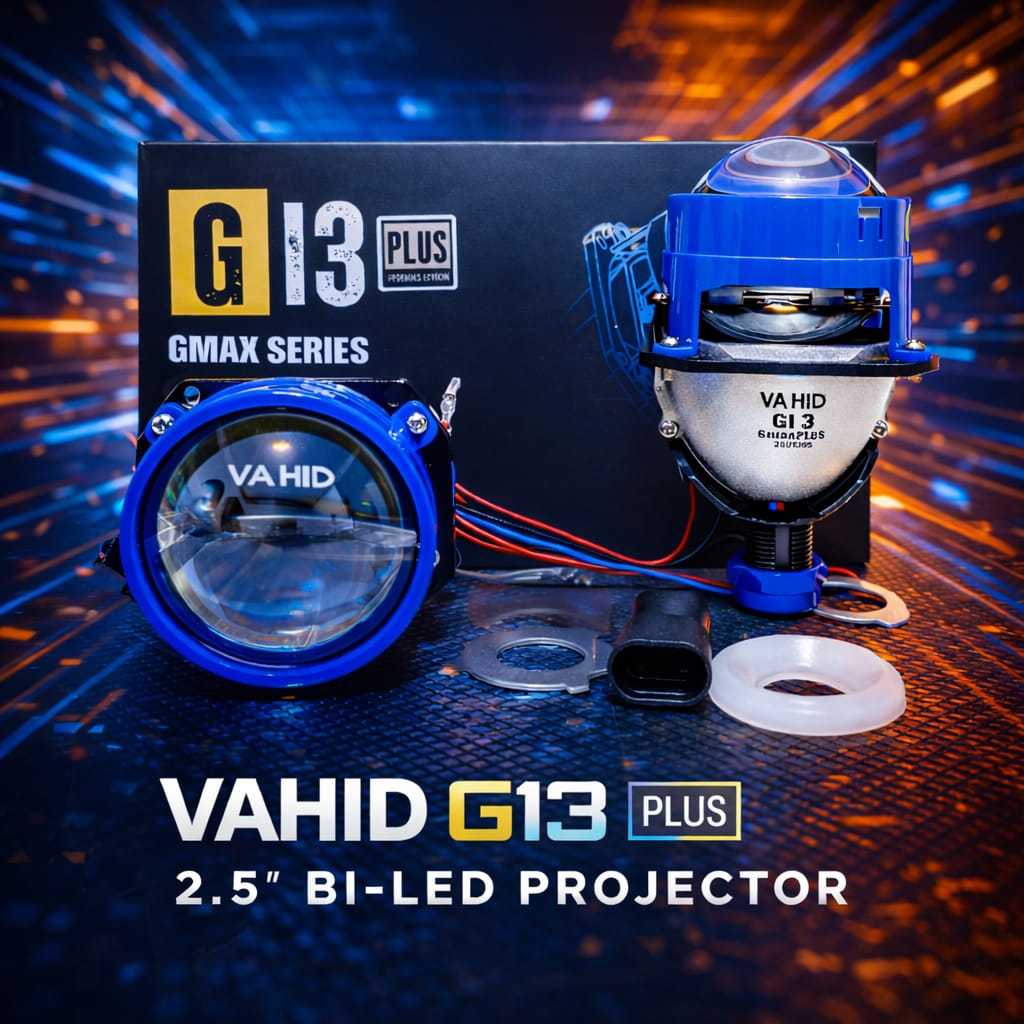 Biled Projector 2.5 Inch Vahid G13 Plus GMAX Series Lampu Mobil LED Terang Fokus Universal H4 H6 H7 