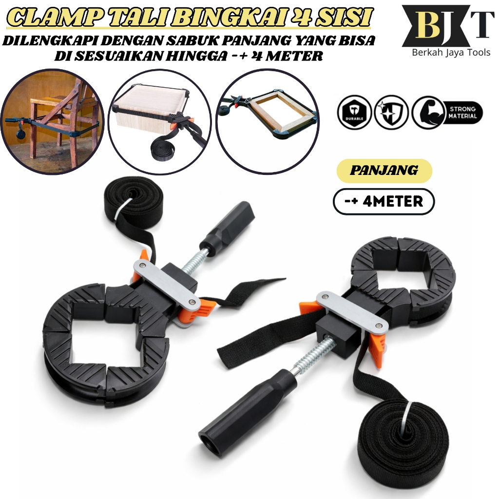 Tali Clamp Bingkai 4 Sisi Serbaguna Kuat Stabil 90 Derajat untuk Frame Kayu dan Kaca Aluminium Corne