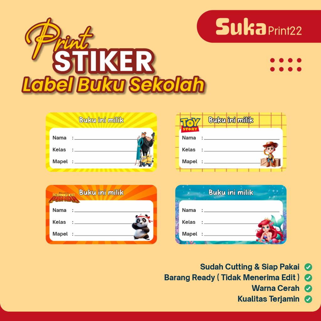 Label Buku Tulis Sekolah - Label Buku Toy Story - Label Buku Pelajaran Aesthetic