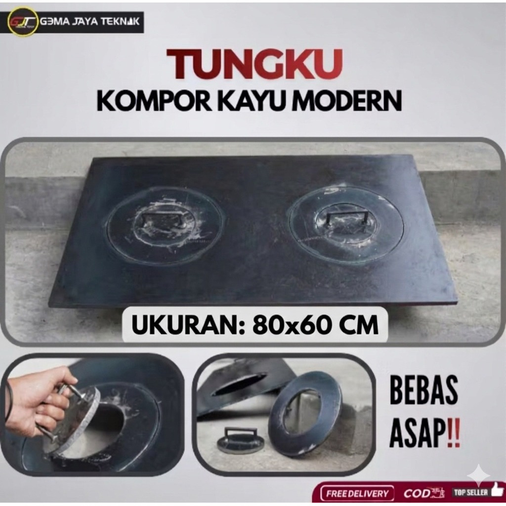 Tungku Kompor Kayu Modern Bebas Asap Plat Besi Tebal Hemat Bahan Bakar Tahan Lama Multifungsi
