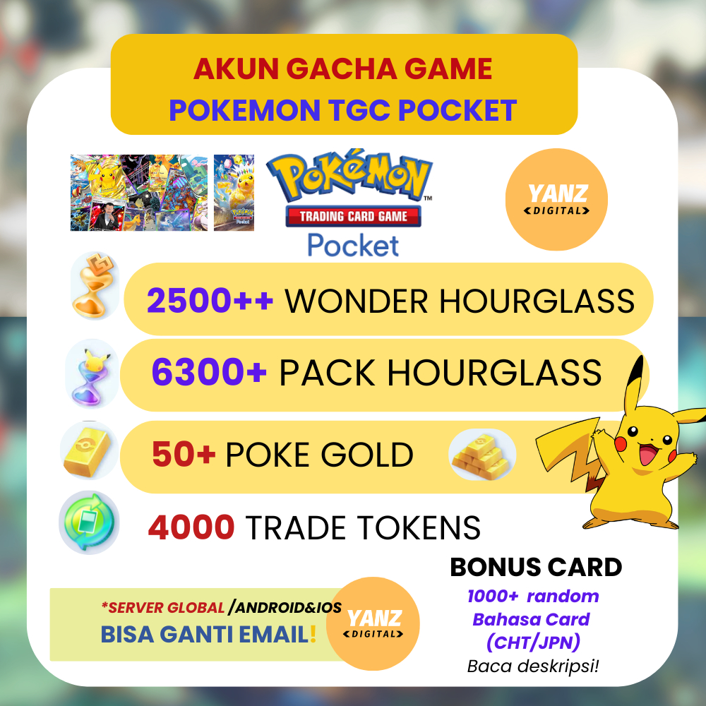 Paket Akun Gacha Pokémon Pocket TCG Pocket + Bonus