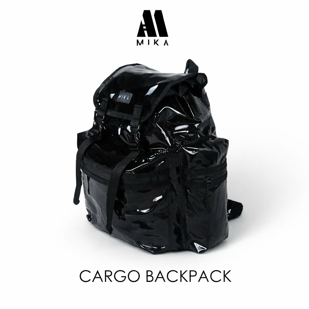 MIKA CARGO BACKPACK TRANSPARANT / TAS RANSEL HITAM BENING / TAS LAPTOP / TAS SERUT BESAR / TAS SEKOL