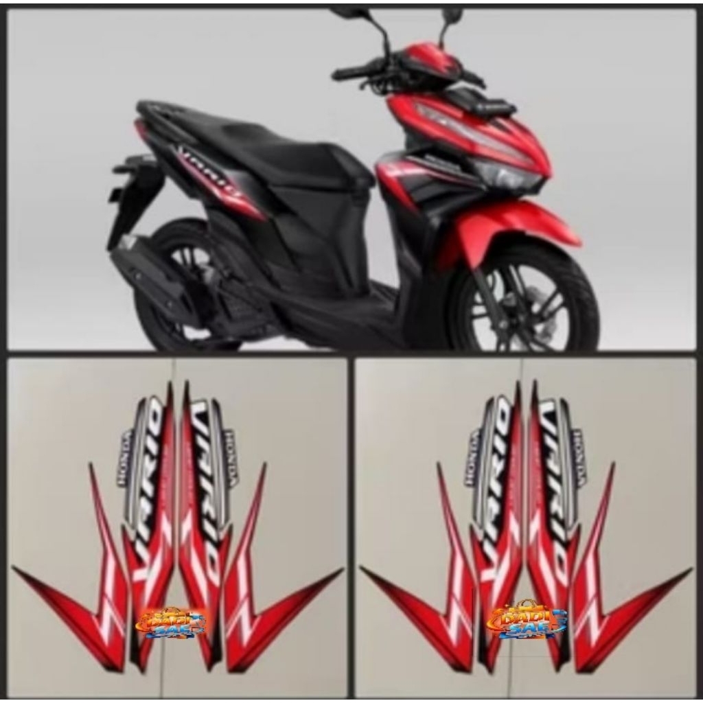 Set stiker striping motor yamaha Vario CBS 125 2024 full set body lis standar warna HITAM MERAH