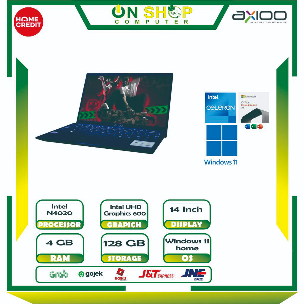 LAPTOP LOKAL 2 JUTAAN UNTUK SEKOLAH AXIOO Mybook HYPE 1 INTEL N4020 RAM 4GB SSD 128GB WINDOWS 11 Hom