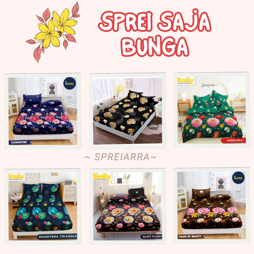 Sprei SAJA Motif Bunga Homemade Kain Katun Hanya Sprei