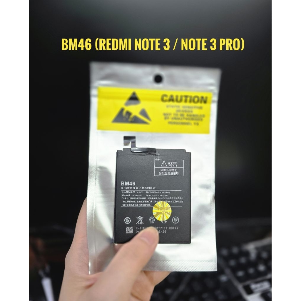 BATERAI BATERE REDMI NOTE 3 / NOTE 3 PRO / BM46 / BATTERY BM 46 REDMI NOTE 3 / REDMI NOTE 3 PRO