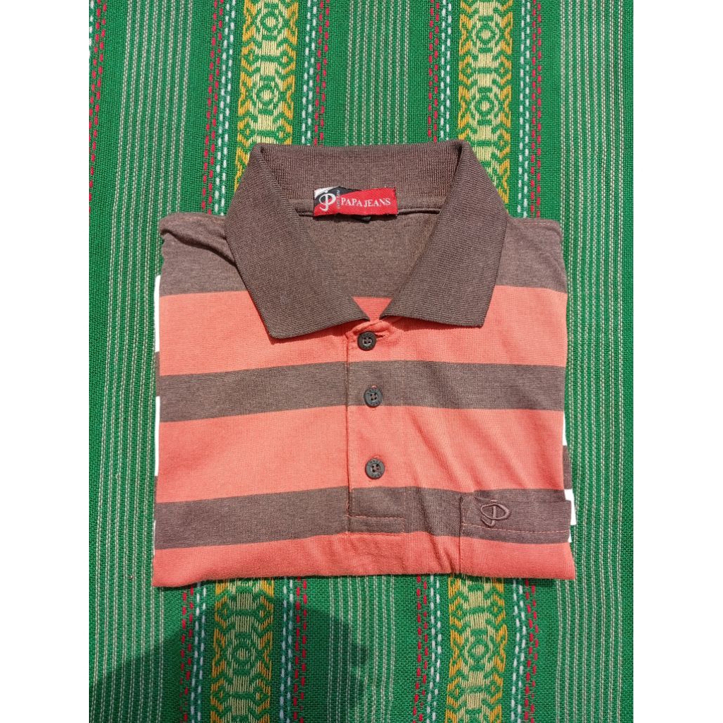 Kaos Kerah Polo "Papa Jeans" Salur (L)