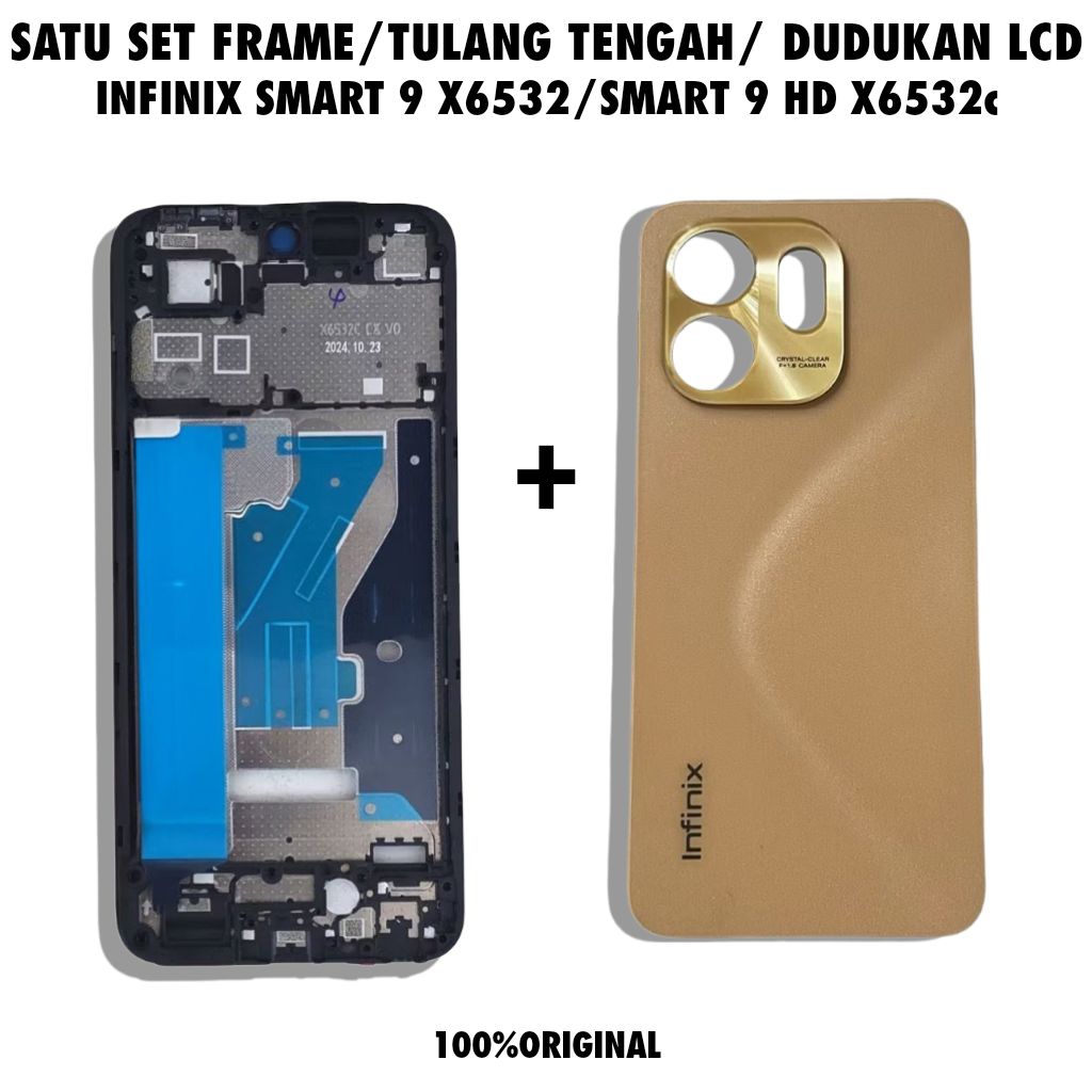 SATU SET Frame + Backdoor Hp Infinix smart 9 X6532 / Smart 9 HD X6532C / Tulang Tengah Dudukan LCD /