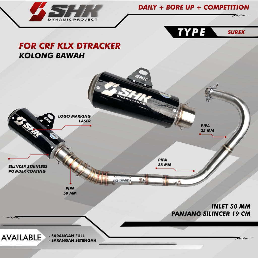 SHK MUFFLER Knalpot kolong bawah CRF,KLX,DTRACKER original SHK