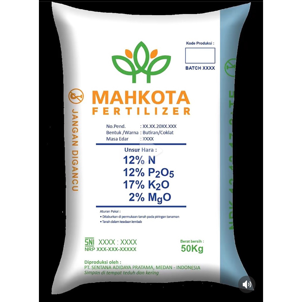 Pupuk NPK Mahkota 12-12-17-2+TE reapack 1 kg