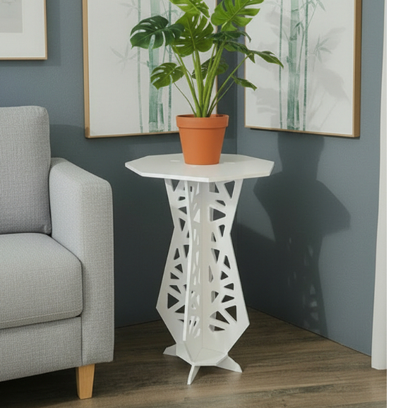 Meja Sudut Coffee Table Tempat Vas Bunga Dekorasi Ruangan Minimalis Estetik Bahan WPC