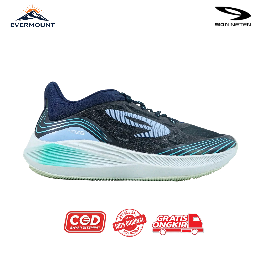 910Nineten Sepatu Lari - HAZE VISION 1.0 BIRU-TUA/ABU/HIJAU