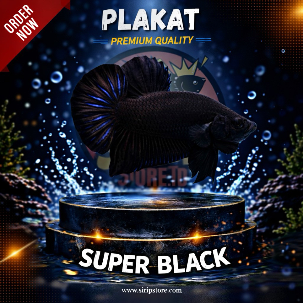 Plakat Super Black Premium – Ikan Cupang Hitam Elegan Kualitas premium