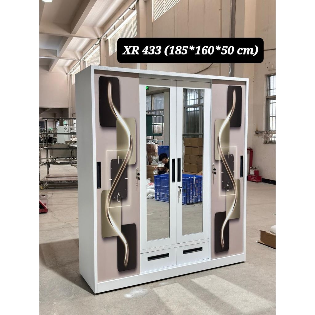 LEMARI PAKAIAN BESI 4 PINTU UKURAN 160 x 200 MAKASSAR LEMARI BESI MAKASSAR
