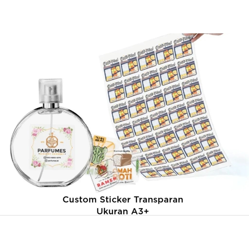 Stiker Transparant( Tahan Air ) Label  Ukuran A3+ LAMINATING + Kisscut