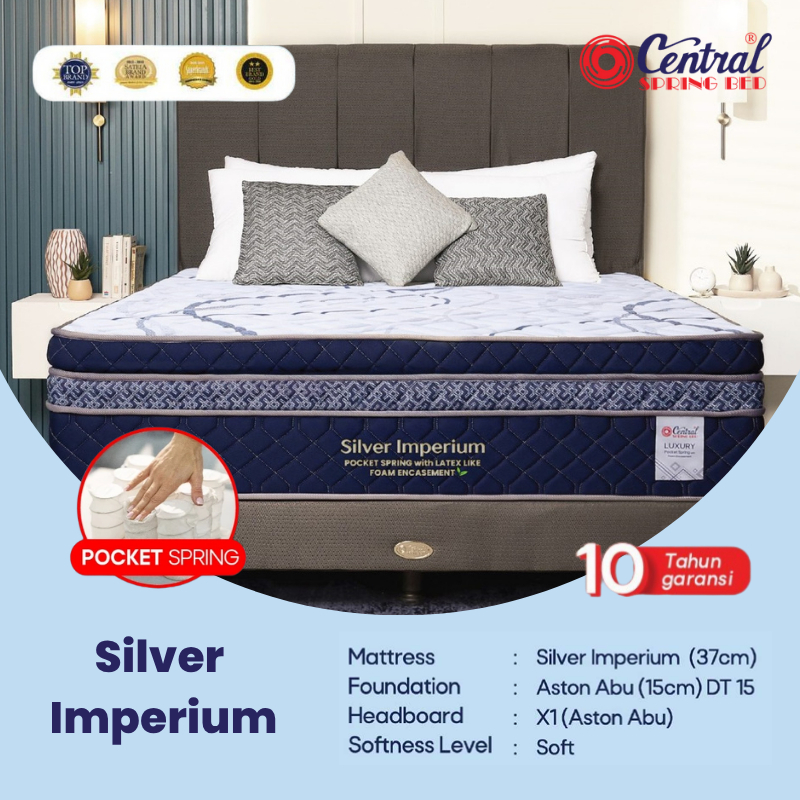 Pusat Springbed -  Central Spring Bed SILVER IMPERIUM POCKET SPRING dengan LATEX LIKE Uk. 90, 100, 1