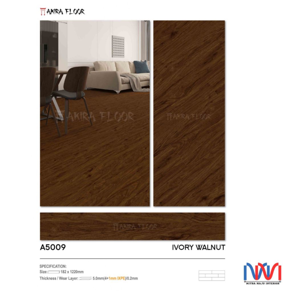 SPC 5mm A5009 Ivory Walnut Akira Floor Motif Kayu System Click