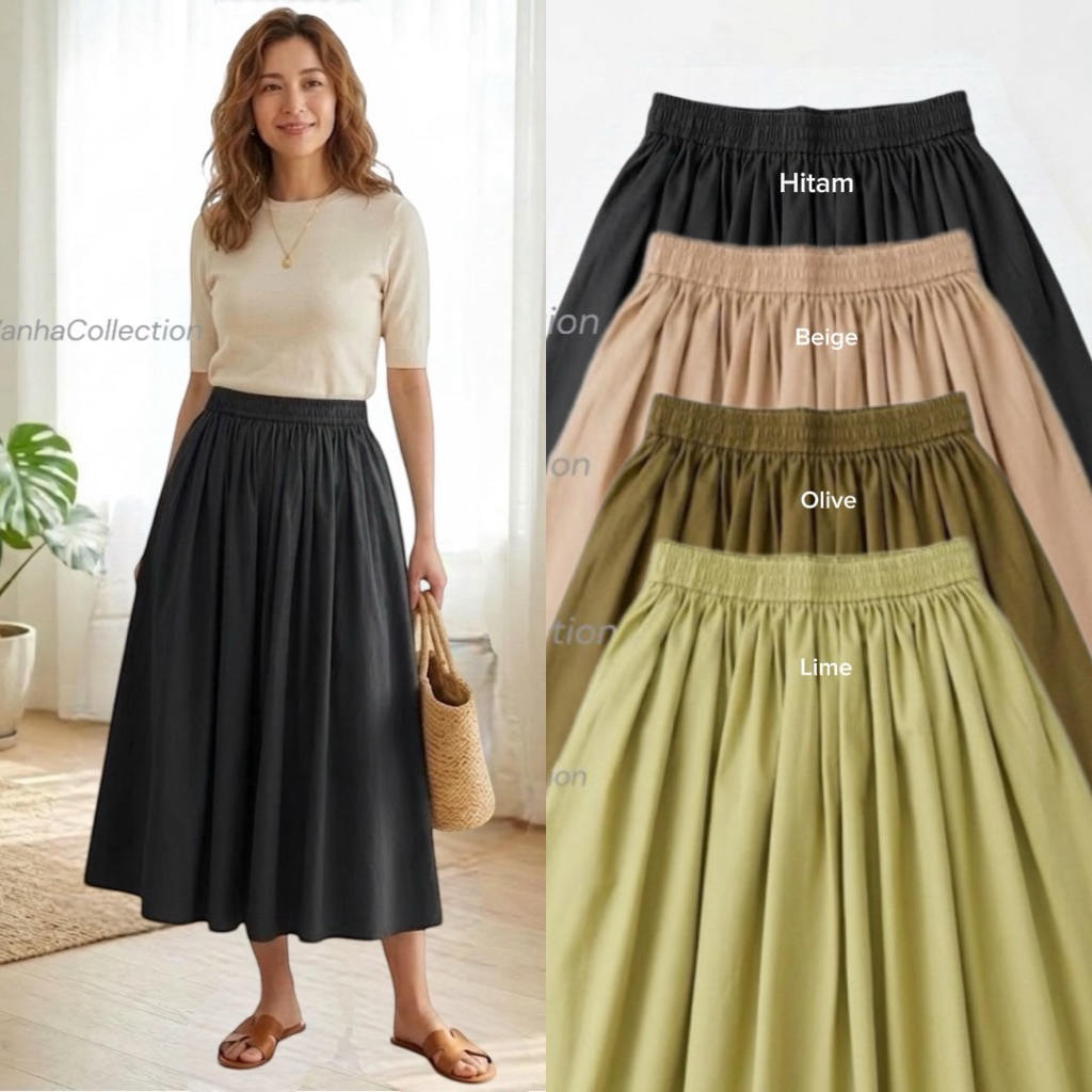 Maxy Skirt Rok Kerja | Rok Kulia Wanita | Bahan Katun Toyobo |