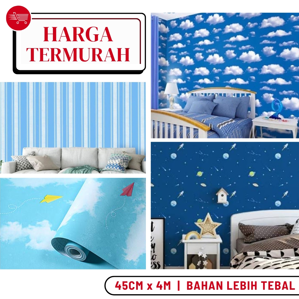 Wallpaper Dinding Awan Walpaper Awan Wallpaper Langit Biru Walstiker Dinding Plafon Ruang Tamu Mudah