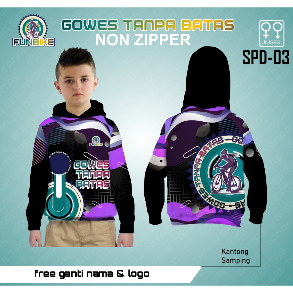 Hoodie Baju sepeda jersey gowes tanpa batas kaos anak sepeda colorful lengan panjang