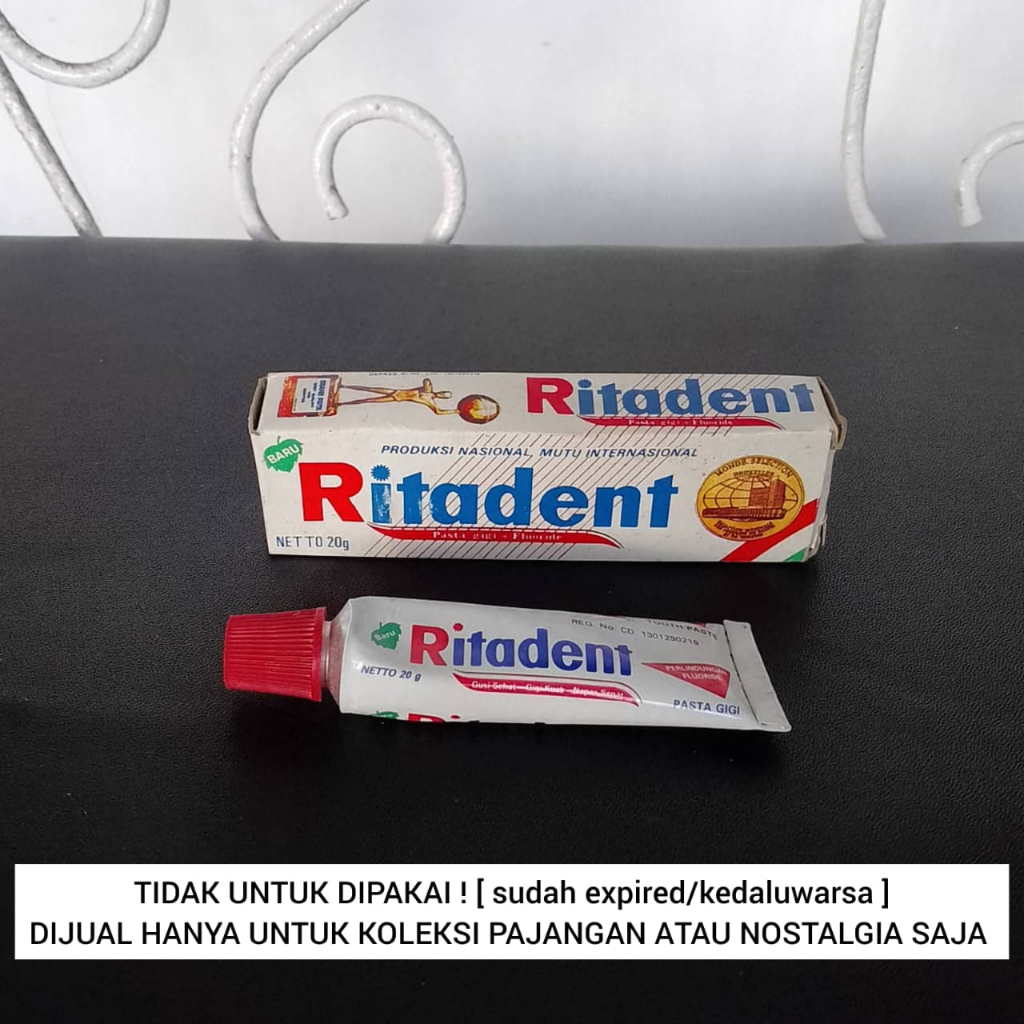 KEMASAN KECIL 20g [ TIDAK UNTUK DIPAKAI ] KOLEKSI PRODUK JADUL TAHUN 1980AN PASTA GIGI RITADENT KEMA