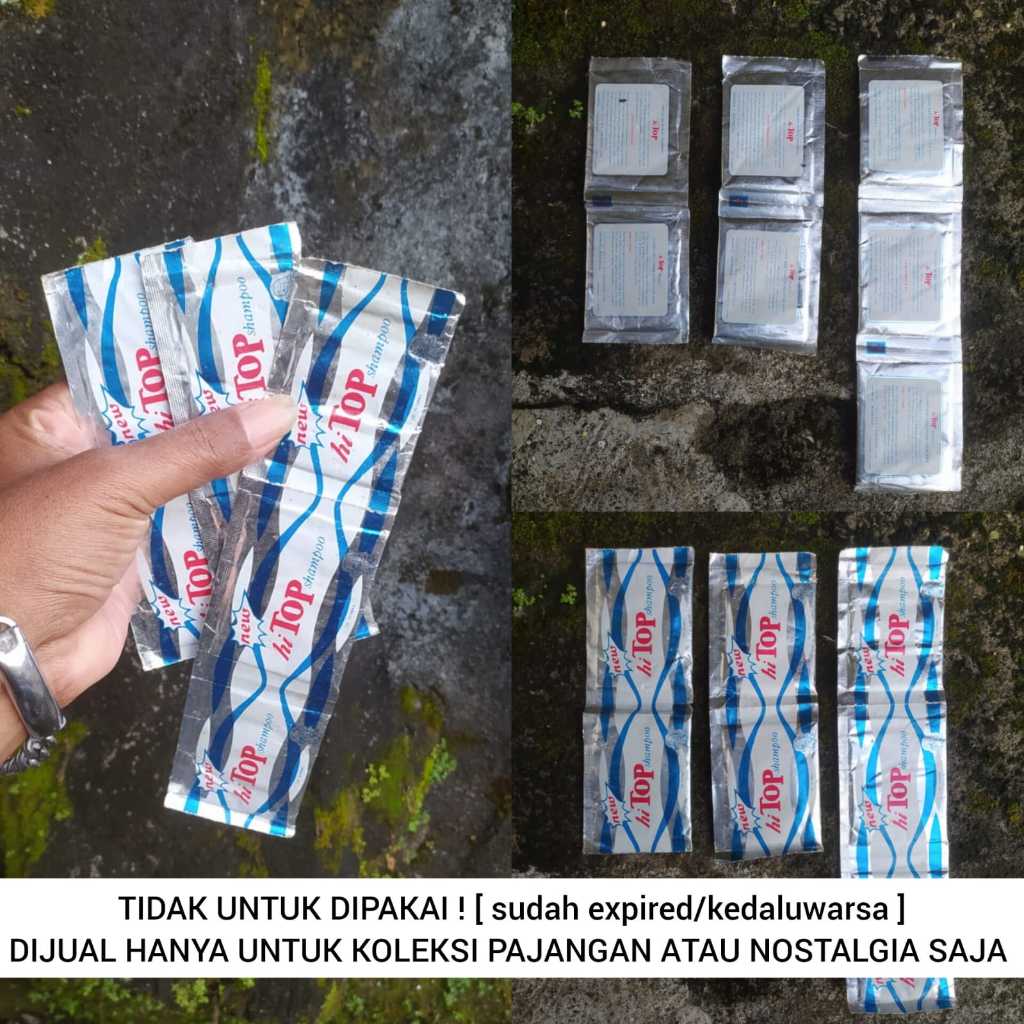 KOLEKSI PRODUK JADUL TAHUN 1980AN SHAMPOO BUBUK HI TOP LAWAS HANYA UNTUK PAJANGAN SAJA