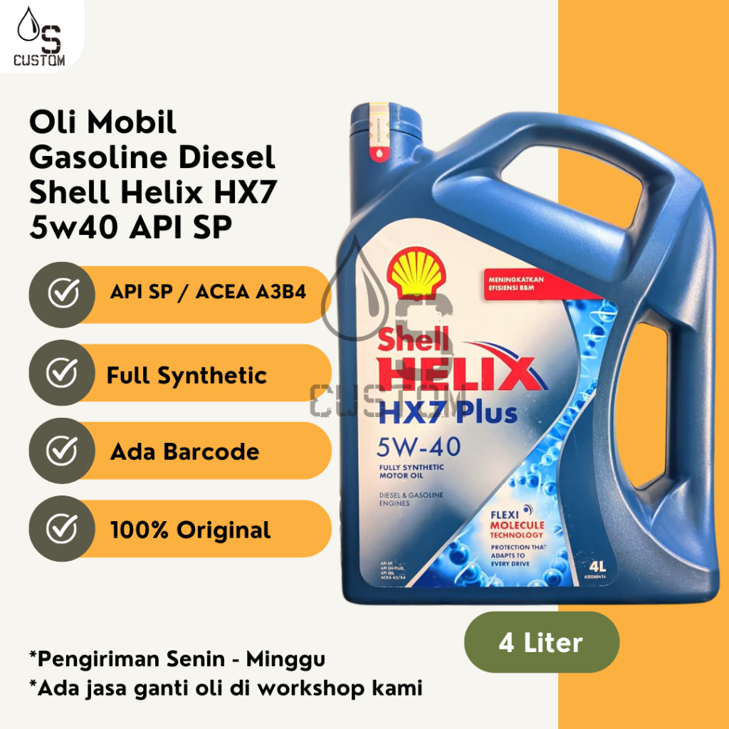 ORIGINAL Shell Helix HX7 Plus 5w30 4L API SP ACEA A3/B4 Gasoline Diesel