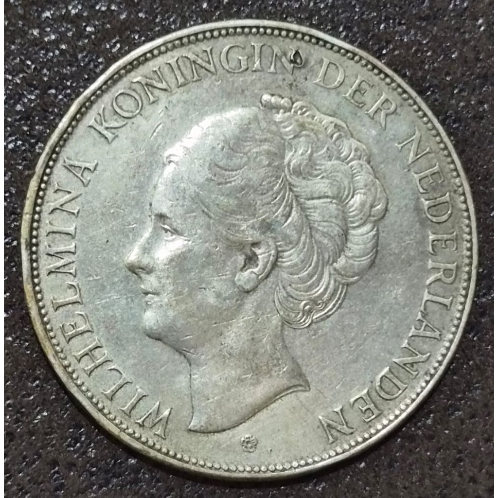 Koin Perak 2½ Gulden 1937 Wilhelmina (VF)